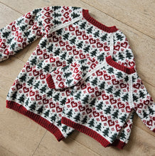 Last inn bildet i Galleri-visningsprogrammet, Strikkeoppskrift på julegenser til barn med hjerter og juletrær grantrær